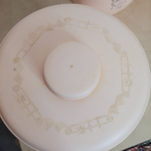 MCM Pink Plastic Canister Set of 3 With Lids Sugar Coffee Tea Nesting Storage - Picture 4 of 13